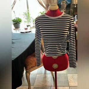 Urban Planet Black and White Striped Long Sleeve Top